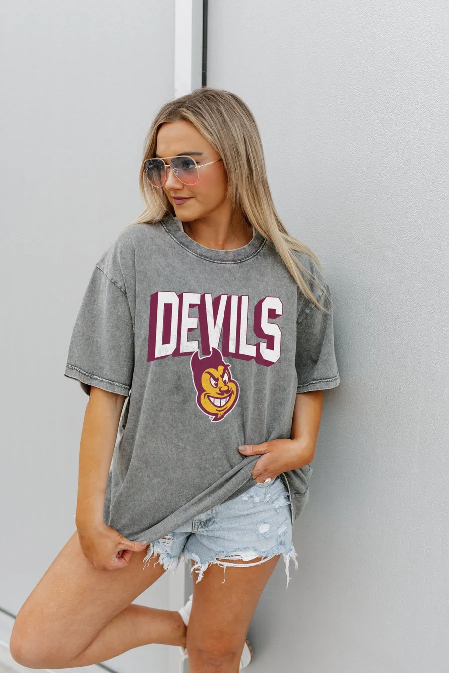 ARIZONA STATE SUN DEVILS SOLID DEFENSE OVERSIZED CREWNECK TEE
