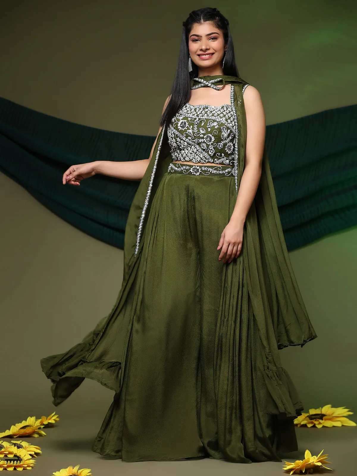 Beautiful Designer Indo Western Readymade Crop Top