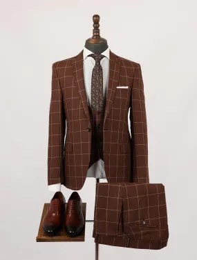 Chocolate Pure Linen Men Summer Suit