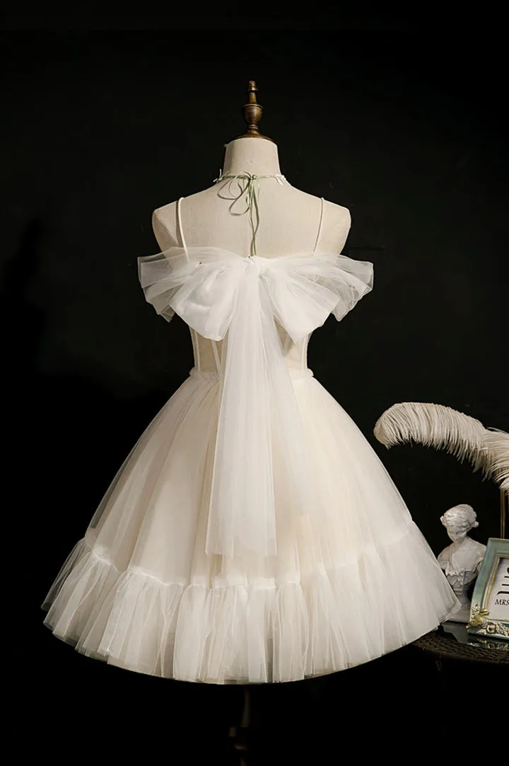 Cute Spaghetti Strap Lace Short Party Dresses A-Line Evening Dresses Homecoming Dresses
