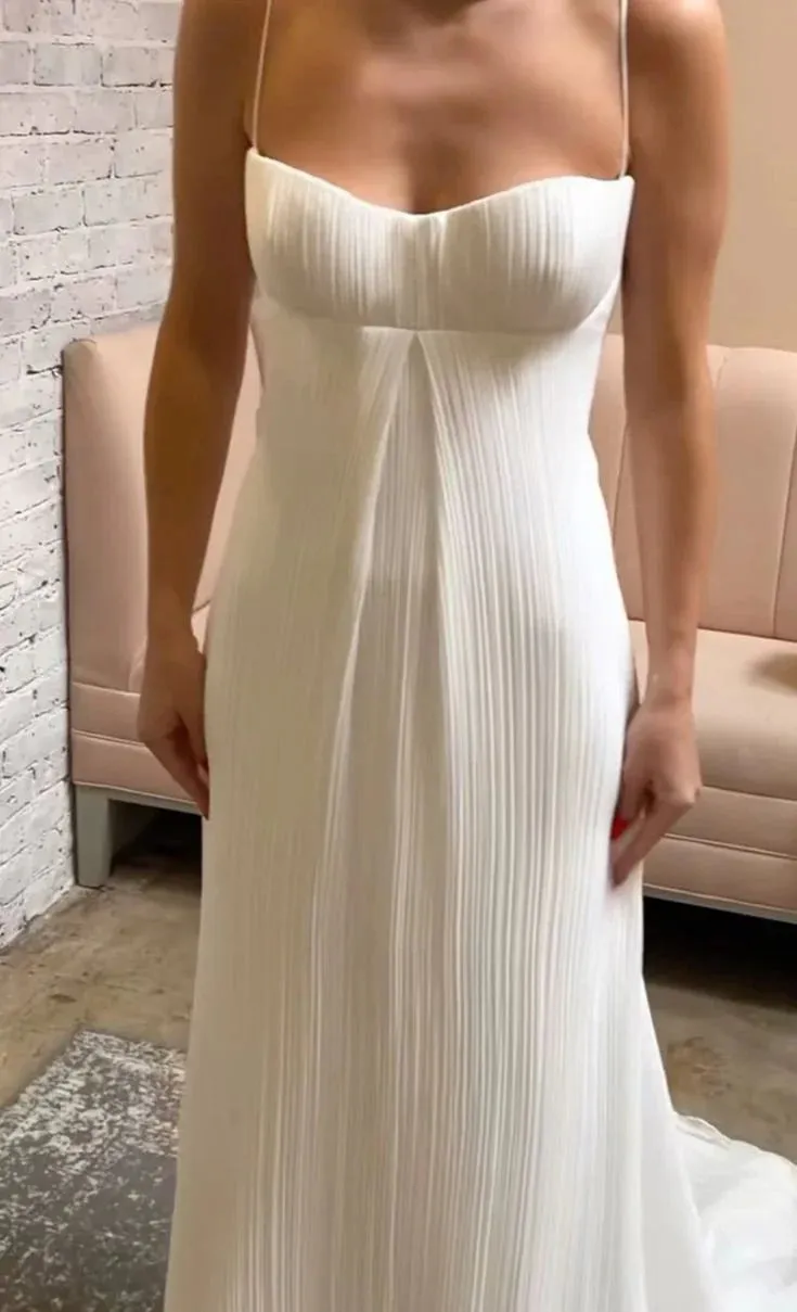 Elegant Evening Gowns Spaghetti Straps A Line Long Prom Dress Simple Wedding Dress