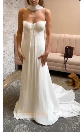 Elegant Evening Gowns Spaghetti Straps A Line Long Prom Dress Simple Wedding Dress