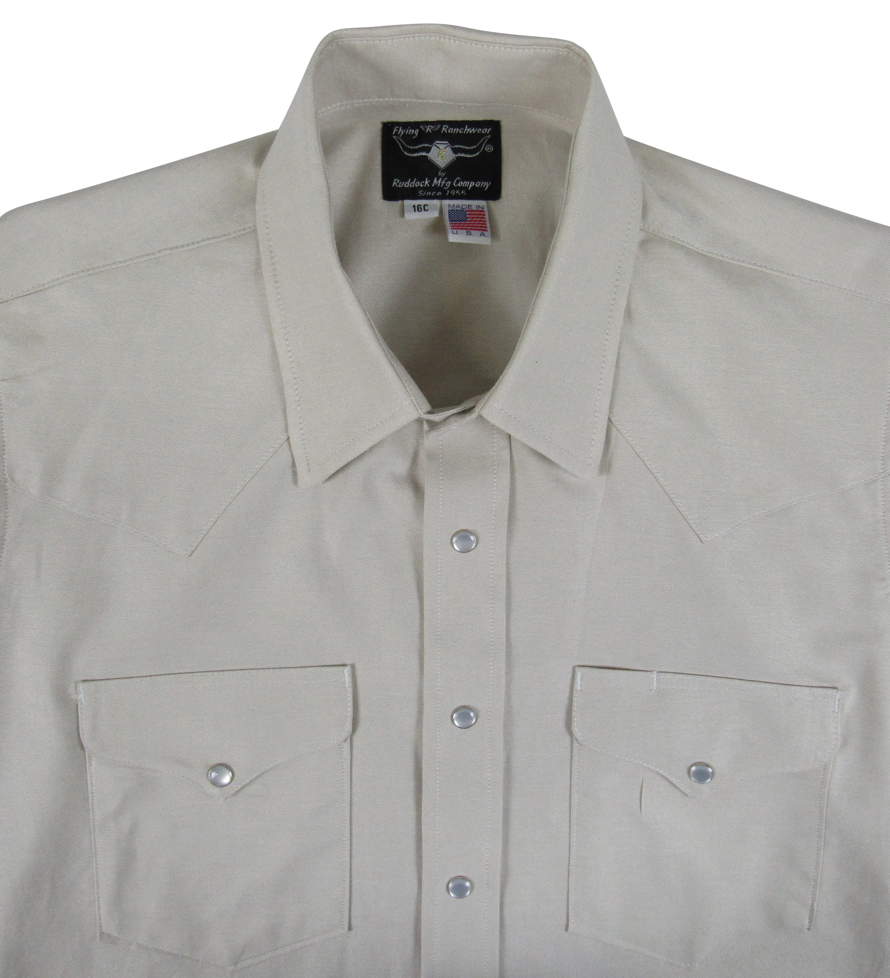 Flying R Ranchwear - Ivory Solid Oxford - Long Sleeve - Snaps