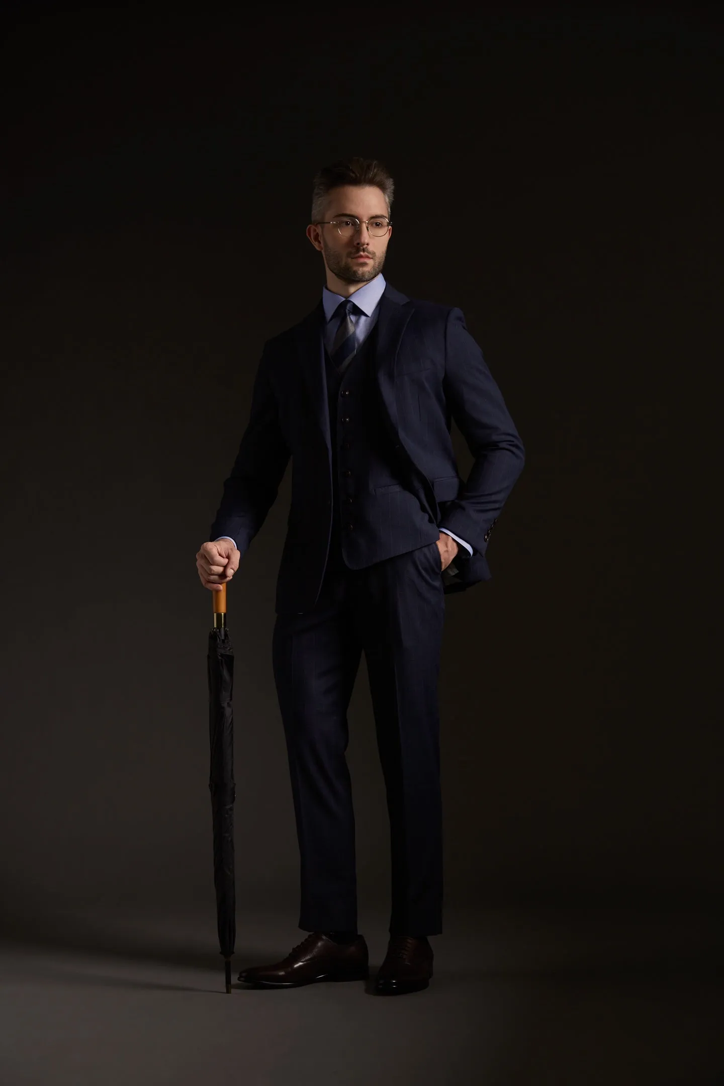 Futako Navy Chalk Stripe Suit