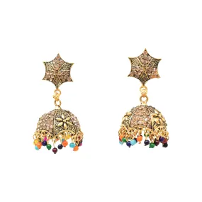 Gold-Plated Oxidized Jhumkas: Timeless Women's Earrings