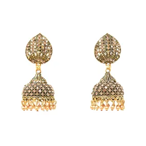 Gold-Plated Oxidized Jhumkas: Women's Classic Design