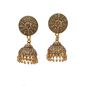 Gold-Plated Oxidized Jhumkas: Women's Classic Earring.