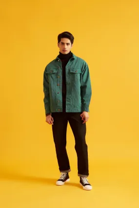 Green Solid Twill Overshirt