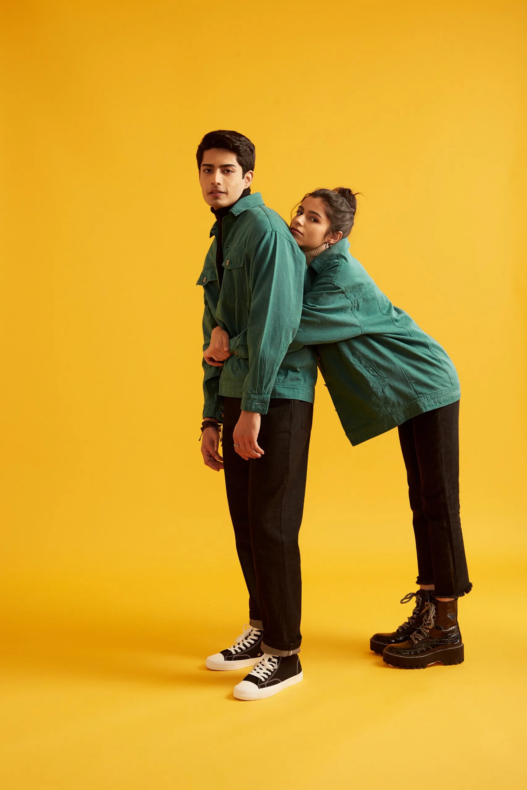 Green Solid Twill Overshirt