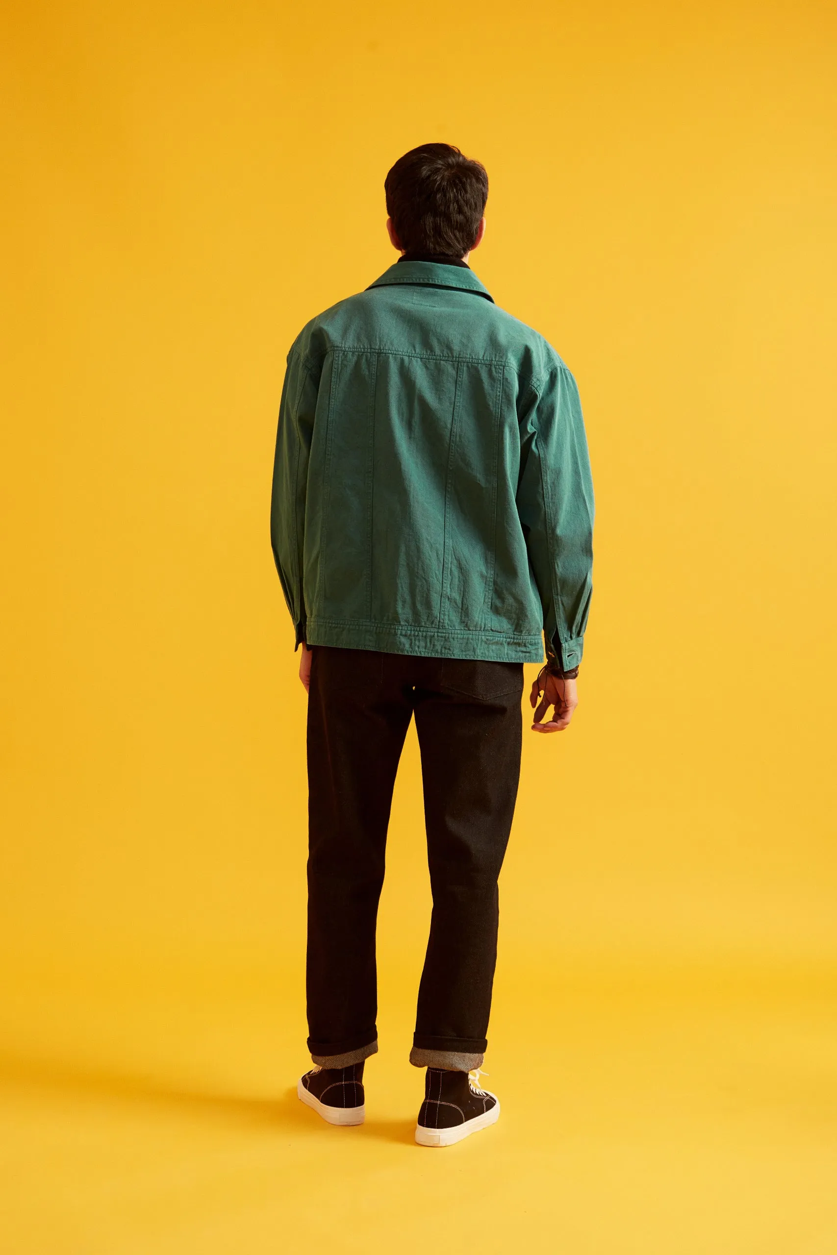 Green Solid Twill Overshirt