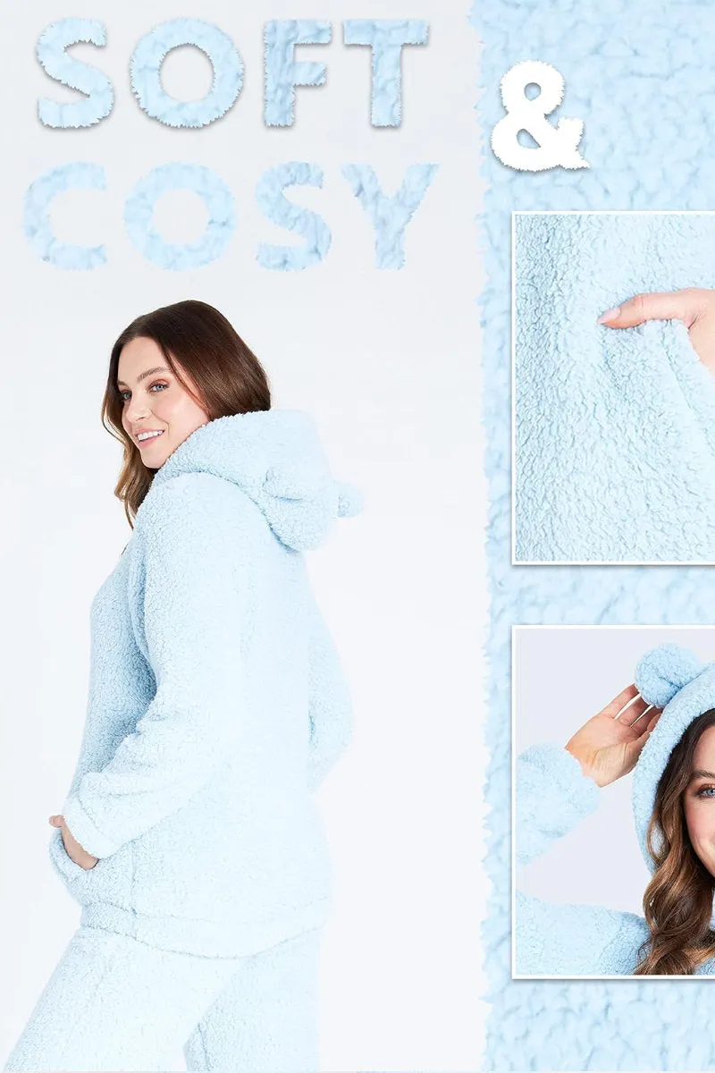 Ladies CityComfort 2-Piece Teddy Fleece Pyjama Set Baby Blue