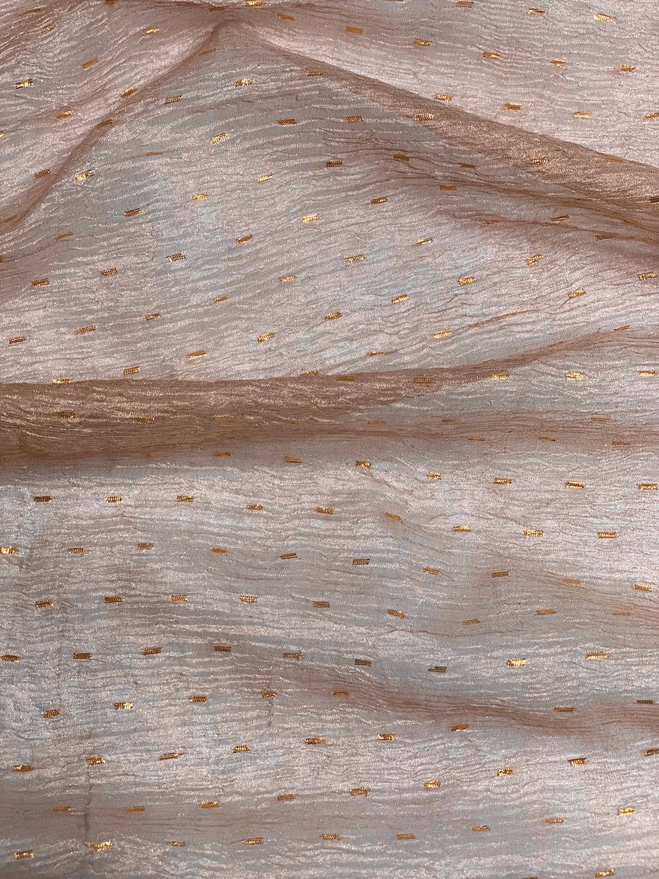 Mauve Speckled Metallic Crushed Organza Fabric