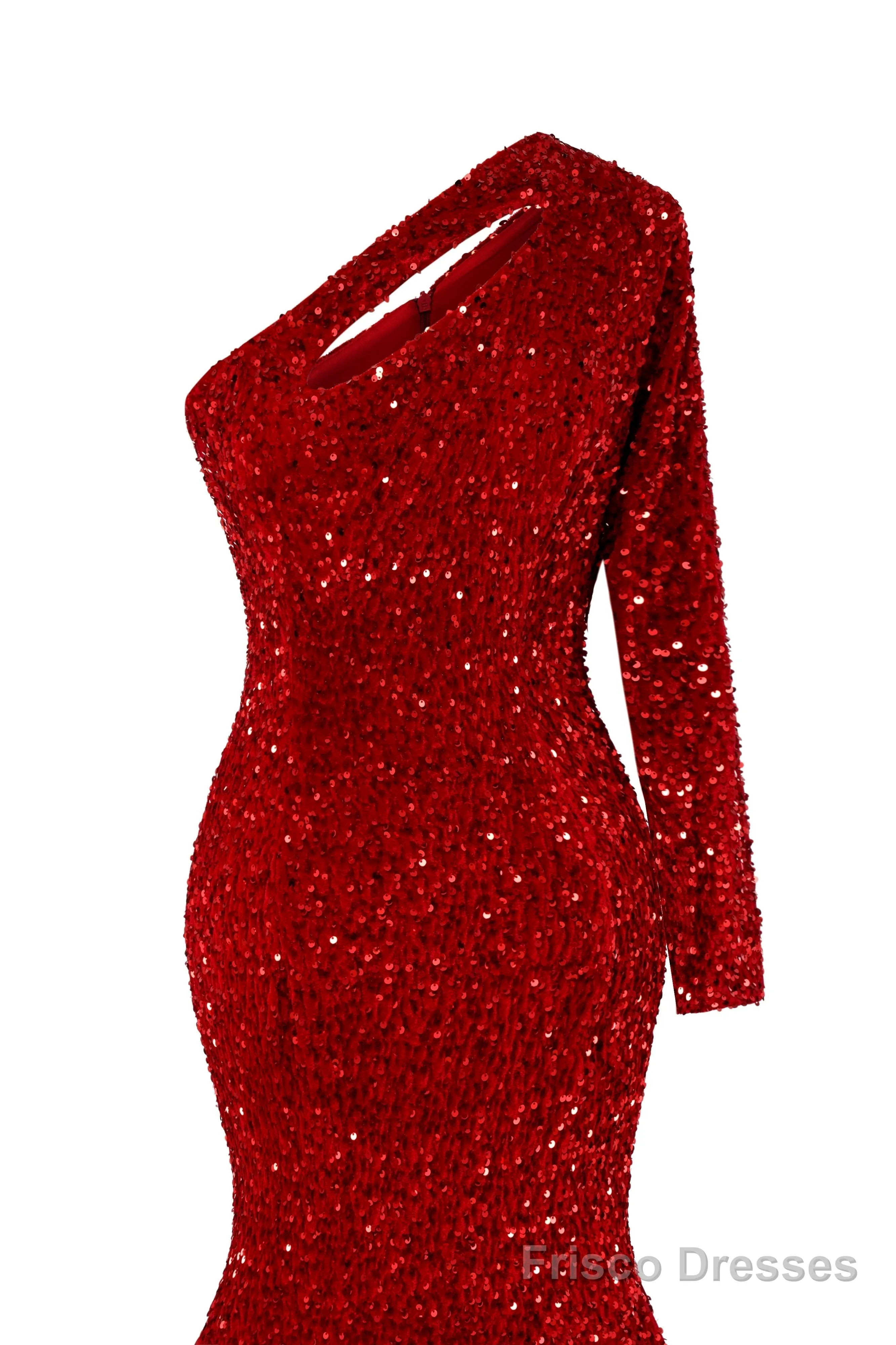 Orange Sequins Mermaid Prom Dresses One Shoulder Evening Dresses Floor Length Wedding Party Gowns