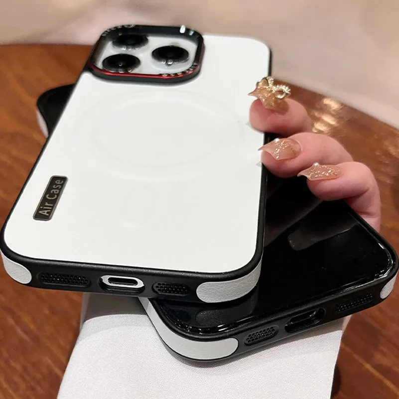 Premium Two-Tone Leather MagSafe Magnetic Shockproof Case for iPhone