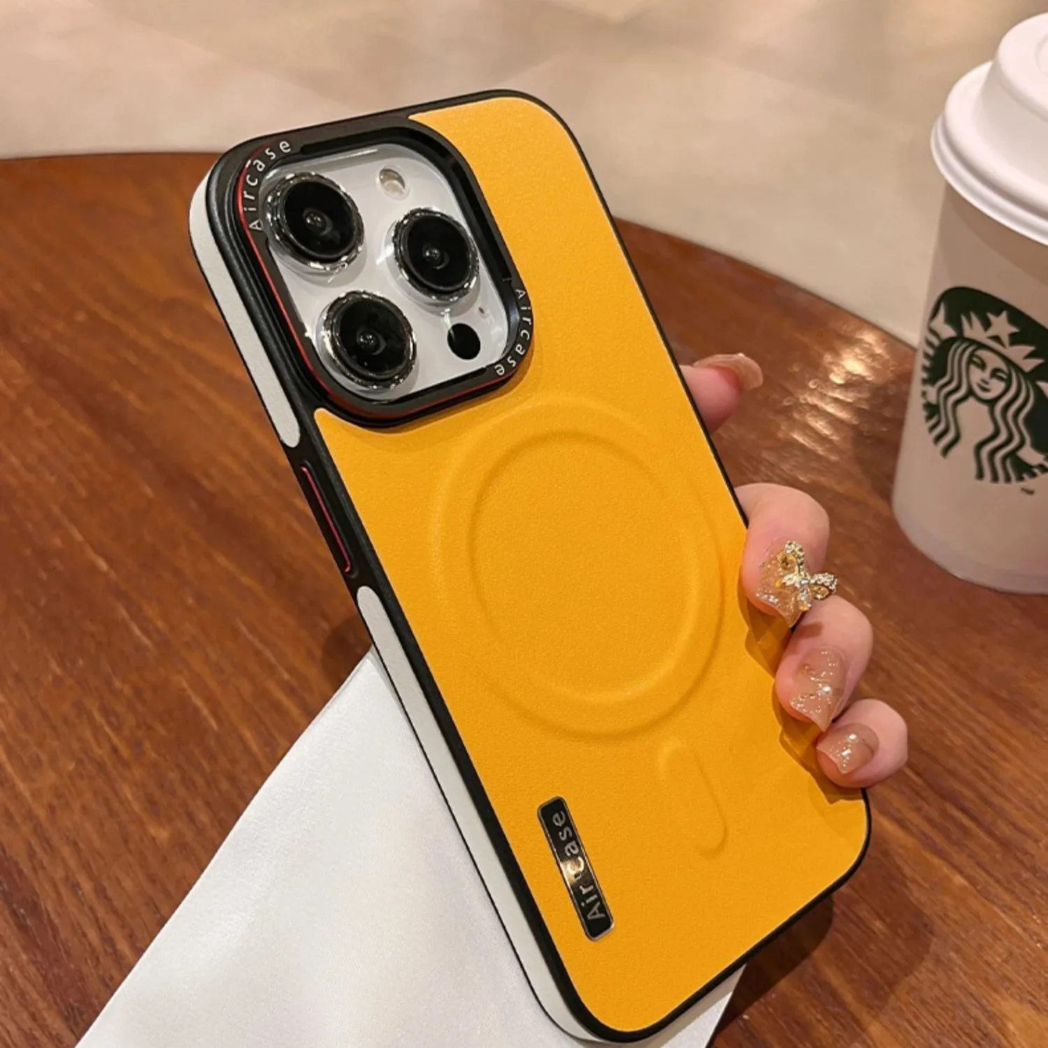 Premium Two-Tone Leather MagSafe Magnetic Shockproof Case for iPhone