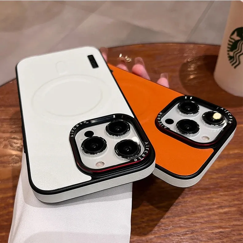 Premium Two-Tone Leather MagSafe Magnetic Shockproof Case for iPhone