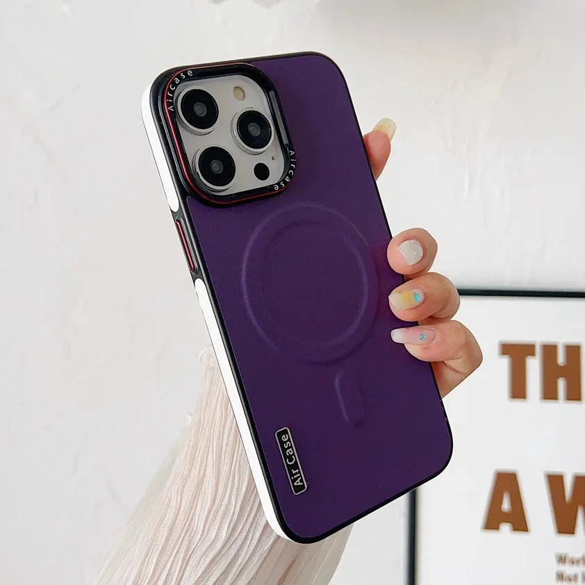 Premium Two-Tone Leather MagSafe Magnetic Shockproof Case for iPhone