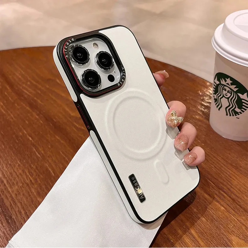 Premium Two-Tone Leather MagSafe Magnetic Shockproof Case for iPhone