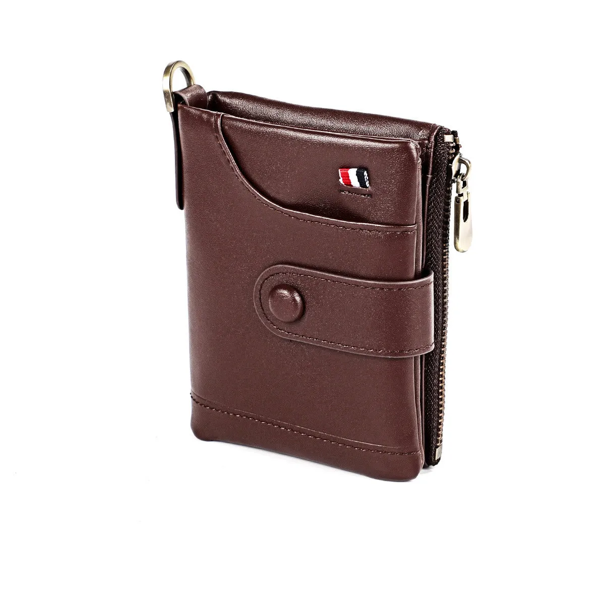 Rfid Blocking Leather Retro Wallet With Chain