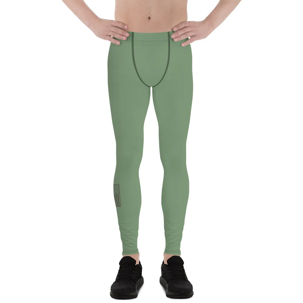 USA Flag (gray on olive) - Men's Leggings