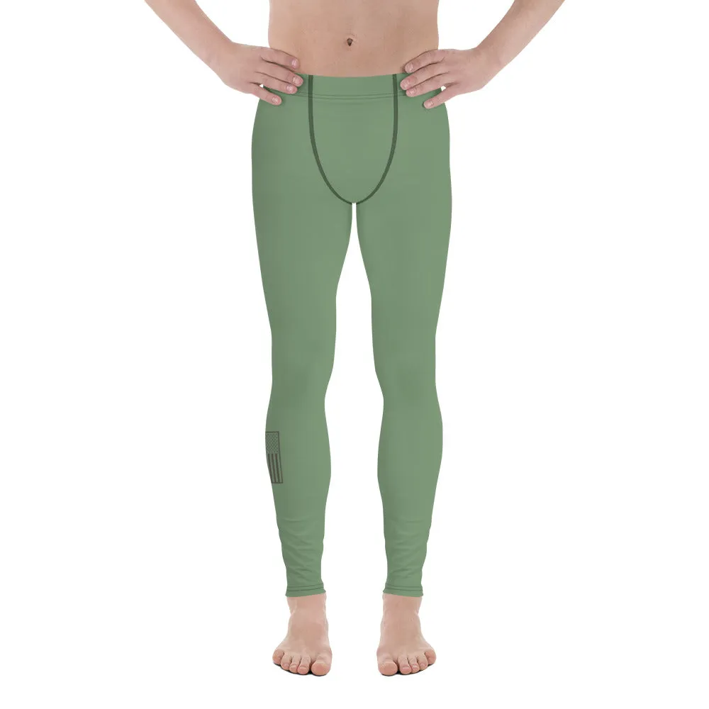 USA Flag (gray on olive) - Men's Leggings