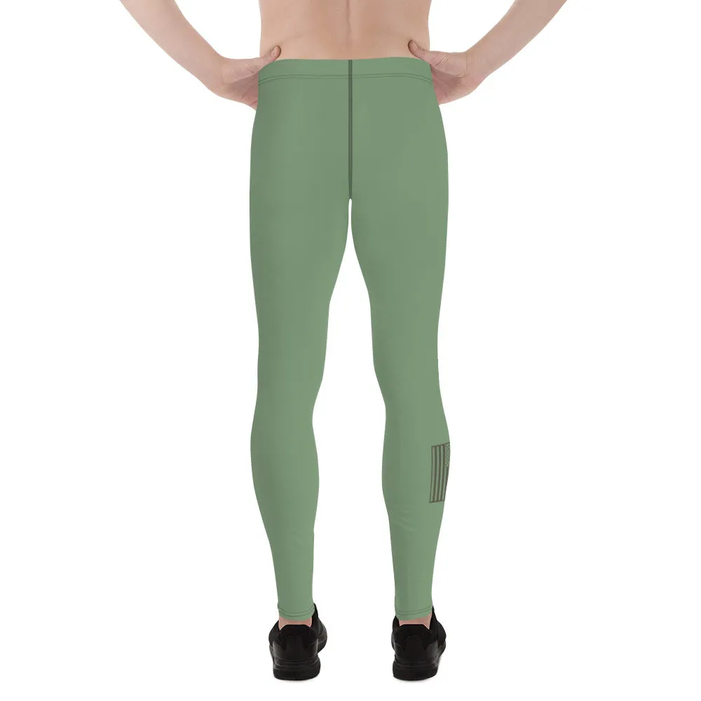 USA Flag (gray on olive) - Men's Leggings