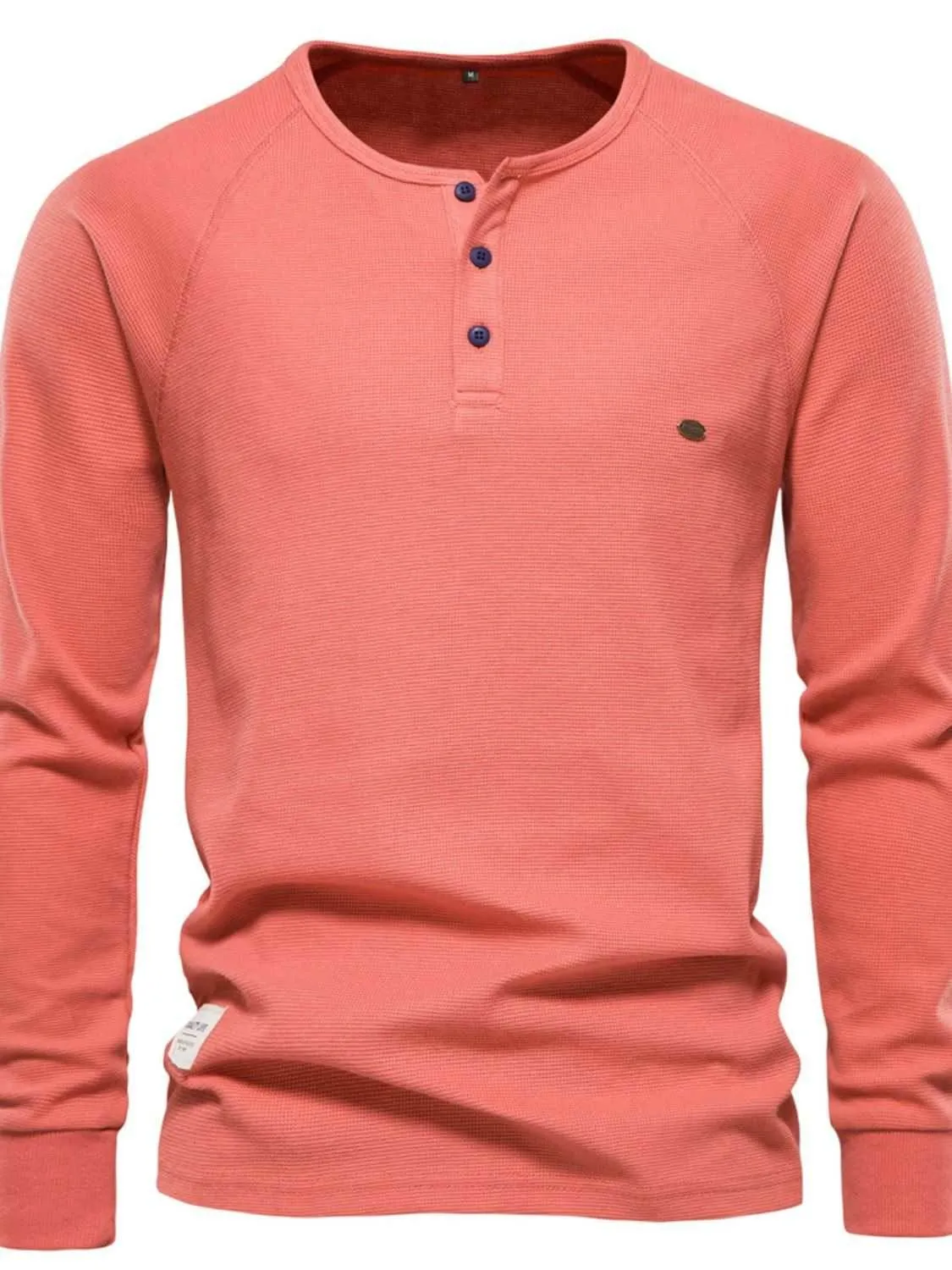 Waffle-Knit Long Sleeve T-Shirt