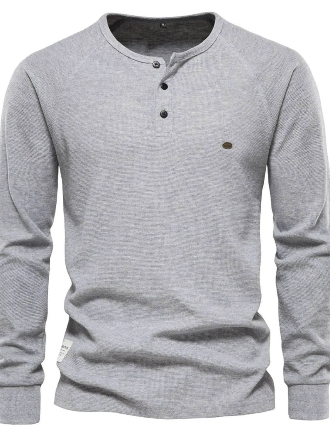Waffle-Knit Long Sleeve T-Shirt
