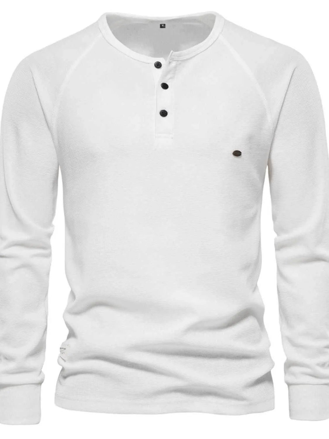 Waffle-Knit Long Sleeve T-Shirt
