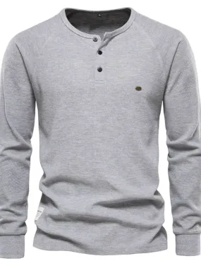 Waffle-Knit Long Sleeve T-Shirt