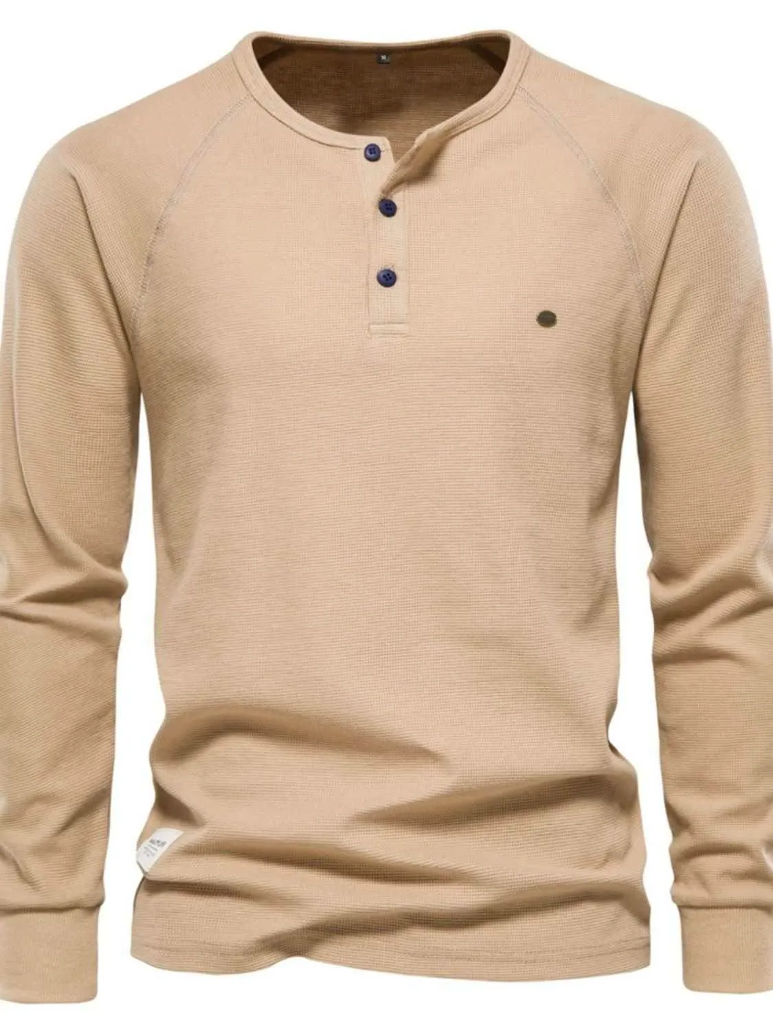 Waffle-Knit Long Sleeve T-Shirt