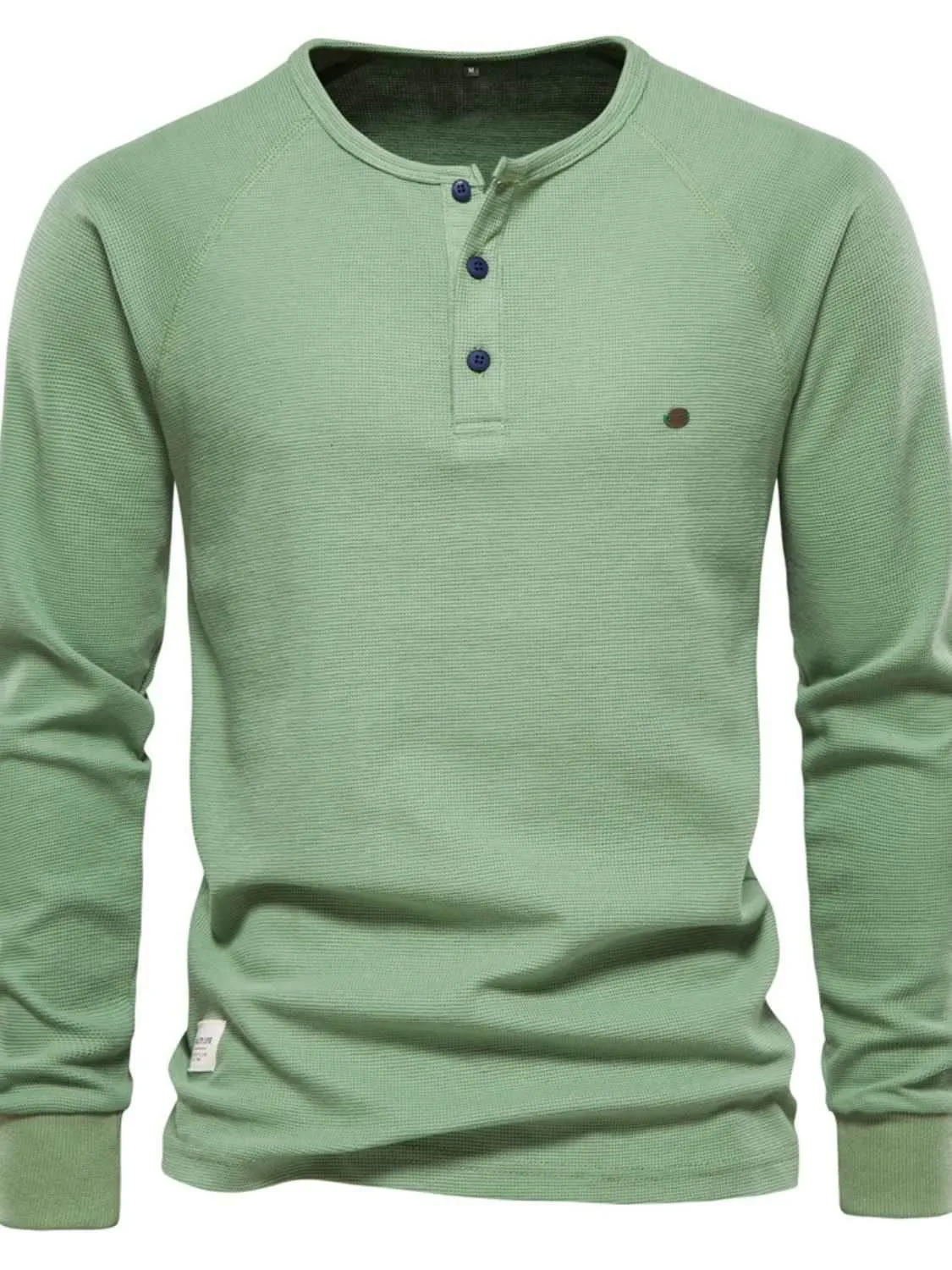 Waffle-Knit Long Sleeve T-Shirt